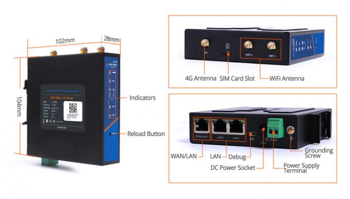 PUSR USR-G806W-E 4g インダストリアル OpenVPN ルータ ヨーロッパ 2.4G WiFi 2*2 MIMO 強化,シムカードスロットで最大 300Mbps 11